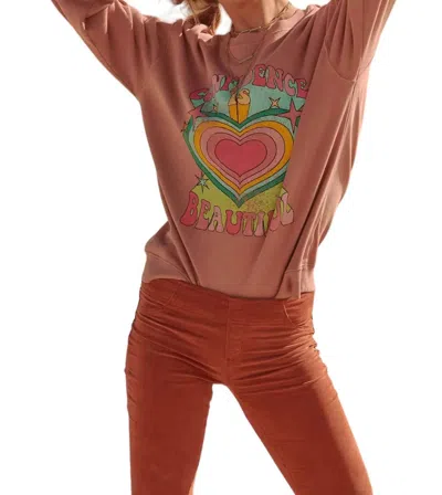 Shop Promesa Confidence Is Beautiful Sweatshirt In Blush In Gold