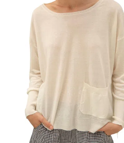 Shop Sita Murt Lightweight Linen Blend Pocket Sweater In Cream In White
