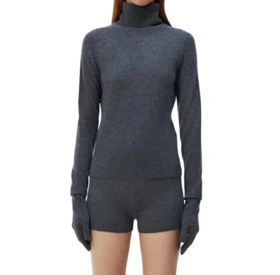 Shop Jonathan Simkhai Dita Cashmere Turtleneck Sweater W/ Gloves In Charcoal Melange In Multi