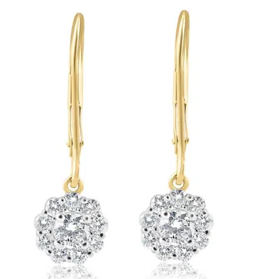 Pompeii3 1ct Diamond Floral Shape Studs Lab Grown Earrings White Or Yellow Gold In Gold