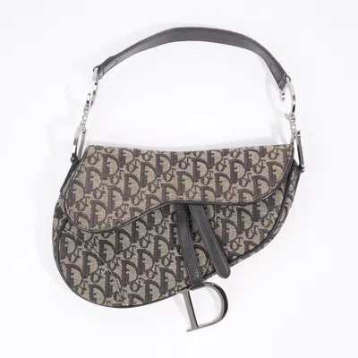 Shop Dior Saddle And Oblique Canvas Shoulder Bag In Beige