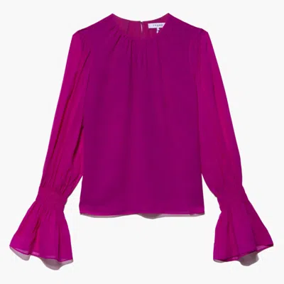 Shop Frame Shirred Cuffed Blouse In Magenta In Pink