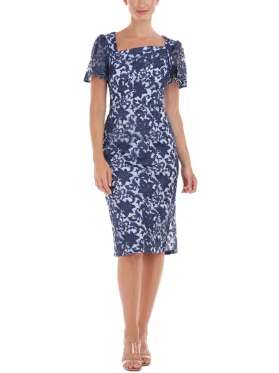 Shop Js Collections Womens Embroidered Polyester Cocktail And Party Dress In Blue