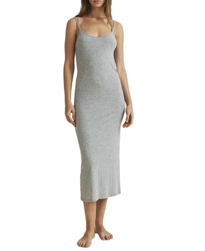 Shop Skin Double Strap Pima Cotton Chemise Dress In Heather Grey