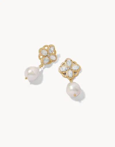 Shop Spartina 449 Women's Rococo Drop Earrings In Pearl In Beige