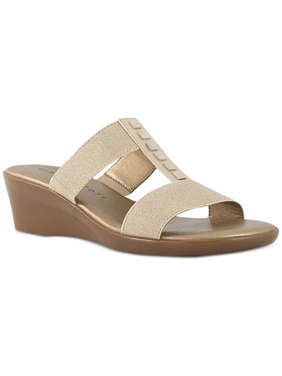 Shop Karen Scott Shirmaa Womens Comfort Insole Manmade Slide Sandals In Gold