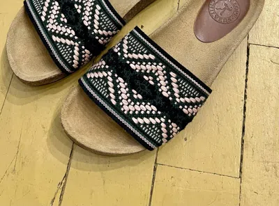 Shop Penelope Chilvers Sol Mayan Weave Slide In Green/black In Multi
