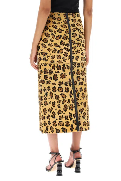 Shop Saks Potts 'carolyn' Midi Skirt In Leopard Ponyskin In Beige