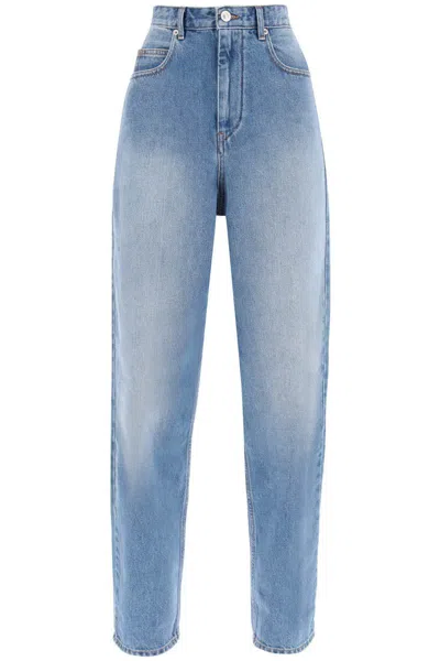 Shop Isabel Marant Étoile 'corsy' Loose Jeans With Tapered Cut In Celeste