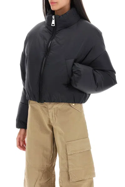 Shop Khrisjoy 'joy' Oversized Cropped Down Jacket In Nero