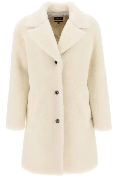 Shop Apc 'nicolette' Teddy Coat In Bianco