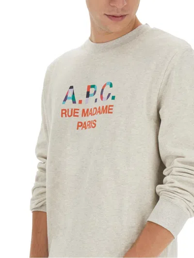 Shop Apc A.p.c. Sweatshirt "achilles" In Powder