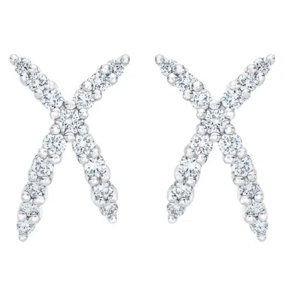 Shop Pompeii3 1/2ct T. W. Diamond Fashion Women's X Shape Lab Grown Earrings 10k Gold Studs In White