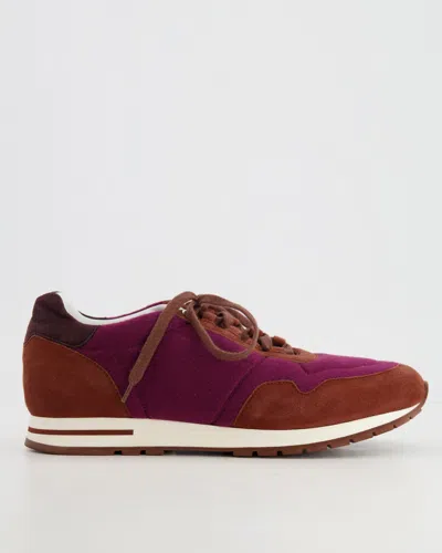 Shop Loro Piana Burgundy Suede My Wind Trainers In Red