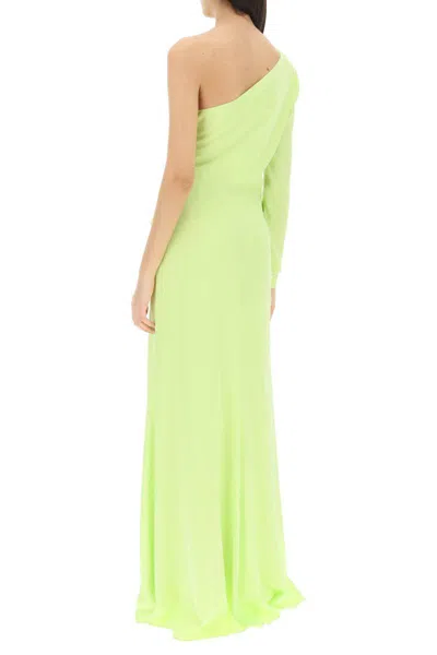 Shop Roland Mouret Asymmetric Stretch Silk Gown With Cut-out Detail In Verde