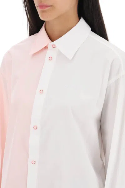 Marni White Asymmetric Shirt In Bio Poplin In Bianco