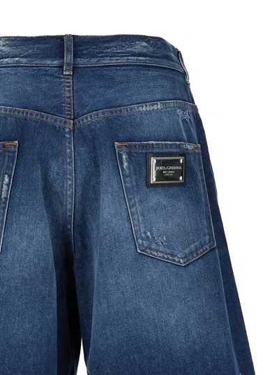 Shop Dolce & Gabbana Blue Denim Bermuda Shorts In Cotton Man