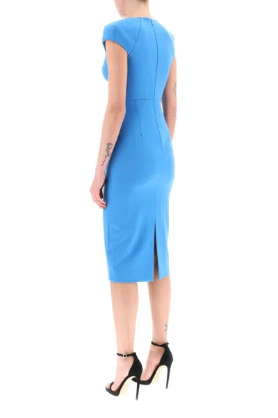Shop Roland Mouret Cap Sleeve Midi Dress In Blu