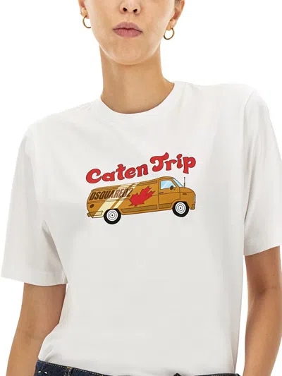 Shop Dsquared2 "caten Trip Ranny" T-shirt In White