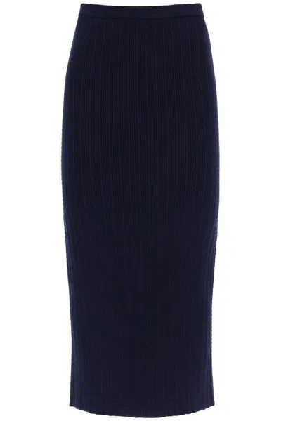 Shop Alessandra Rich Knitted Pencil Skirt In Blu