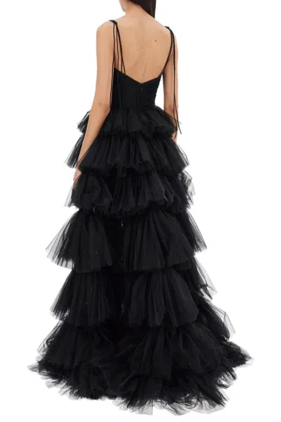 Shop 19:13 Dresscode Long Bustier Dress With Flounced Skirt In Nero