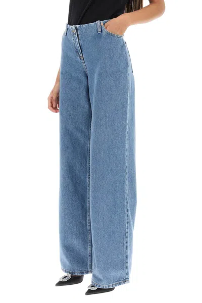 Shop Magda Butrym Low Waist Baggy Jeans In Blu