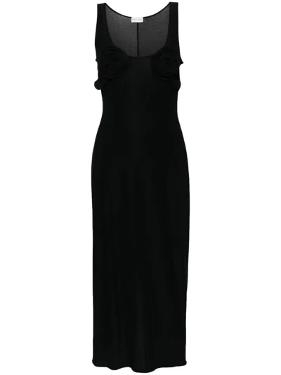 Shop Magda Butrym Jersey Tank Dress With Floral Bra In Black