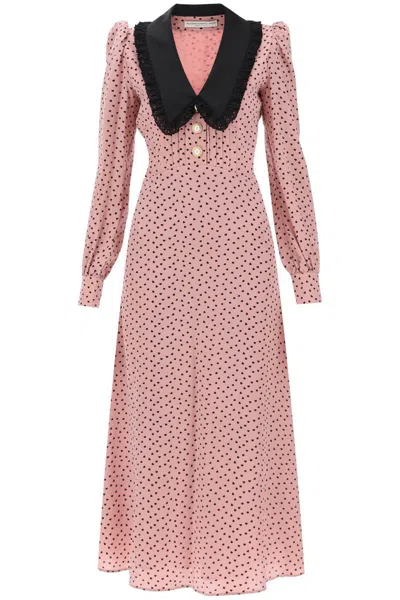 Shop Alessandra Rich Midi Dress With Contrasting Collar In Rosa