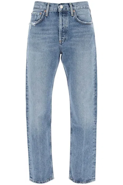 Shop Agolde Parker Cropped Jeans In Celeste
