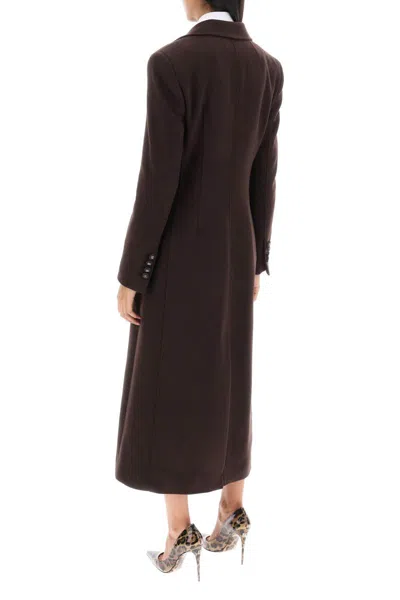 Shop Dolce & Gabbana Shaped Coat In Wool And Cashmere In Marrone