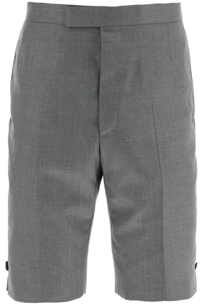 Shop Thom Browne Super 120's Wool Shorts With Back Strap In Grigio