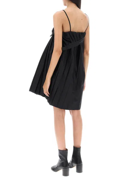 Shop Mm6 Maison Margiela Trompe L'oeil Pleated Mini Dress In Nero