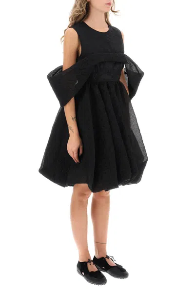 Shop Cecilie Bahnsen Urania Winglet Sleeve Dress In Nero