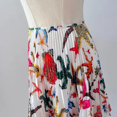 Pre-owned Versace Pleated Sea Print Mini Pleated Skirt