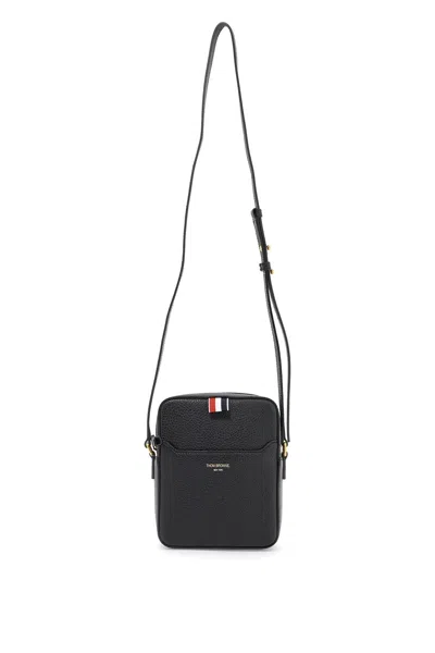 Shop Thom Browne Pebble Grain Leather Vertical Camera Bag In Black