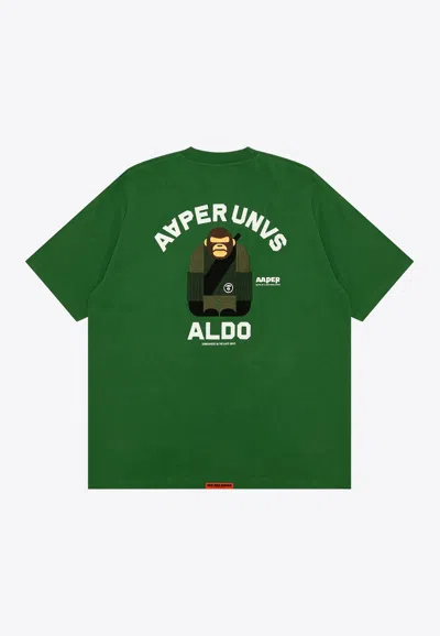 Shop Aape R Aldo Crewneck T-shirt In Green
