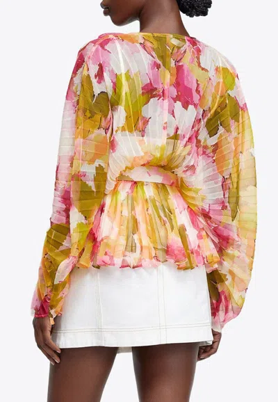 Shop Acler Abbeywood Belted Floral Blouse In Multicolor