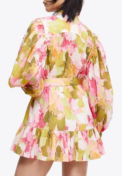 Shop Acler Abbeywood Belted Floral Shirt Dress In Multicolor