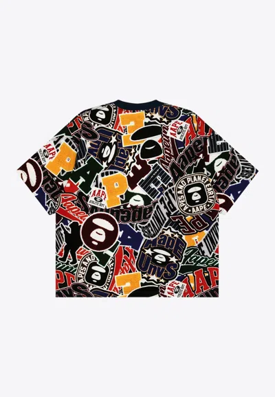Shop Aape All-over Logo Crewneck T-shirt In Multicolor