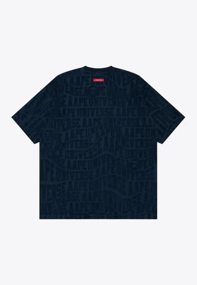Shop Aape All-over Logo-embossed T-shirt In Navy