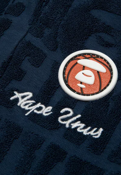 Shop Aape All-over Terry Logo Shorts In Navy