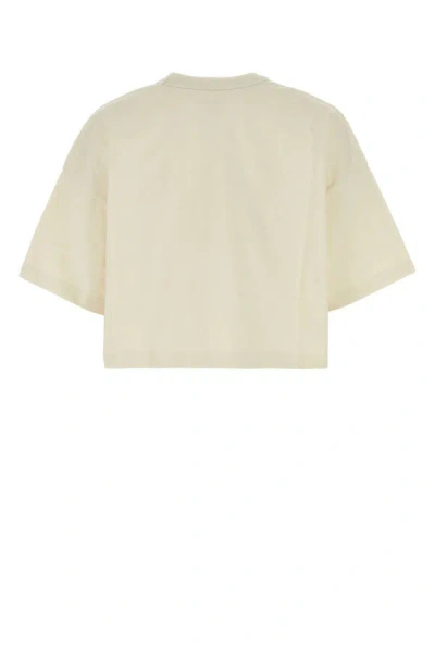 Shop Bottega Veneta Woman Ivory Cotton Leash T-shirt In White