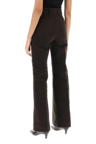 Shop Totême Bootcut Pants In Flannel In Marrone