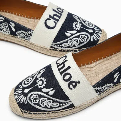 Shop Chloé Chloe Piia Espadrilles With Denim Bandana Print Women In Blue