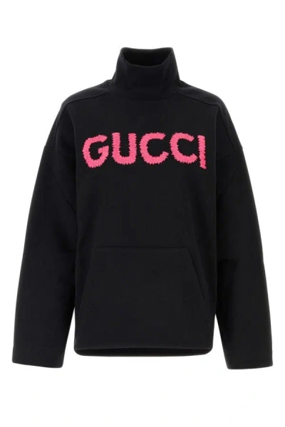 Shop Gucci Woman Black Cotton Oversize Sweatshirt