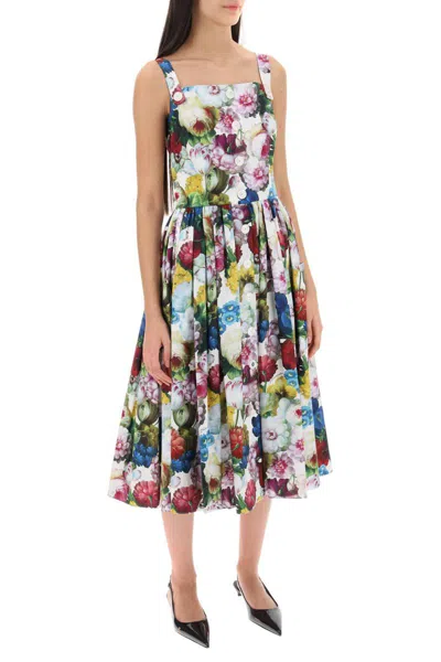 Shop Dolce & Gabbana Nocturnal Flower Print Shirt Dress In Multicolor