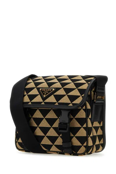 Prada Crossbody Bag With Embroidered Symbole And Geometric Pattern In Printed