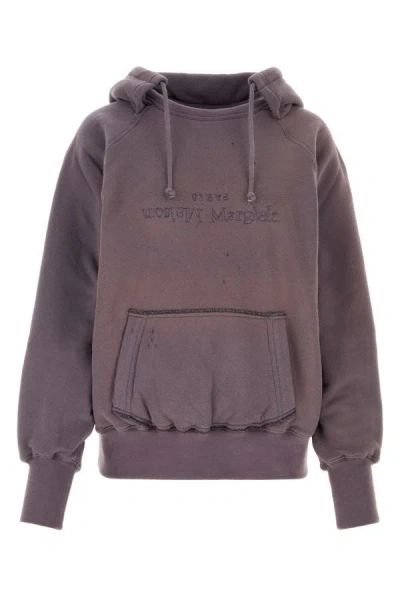 Maison Margiela Reverse-logo Cotton Hoodie In Purple