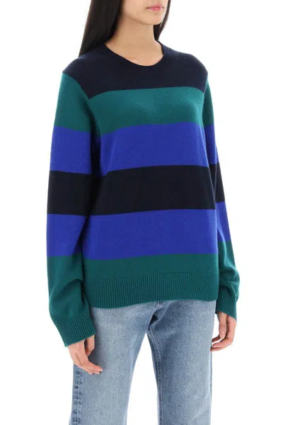 Shop Guest In Residence Striped Cashmere Sweater In Verde