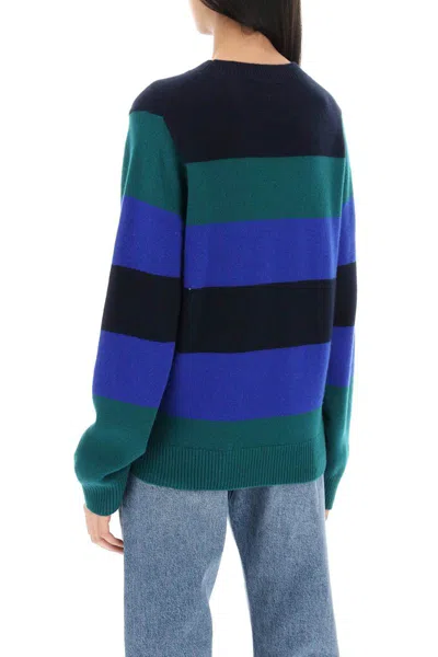 Shop Guest In Residence Striped Cashmere Sweater In Verde